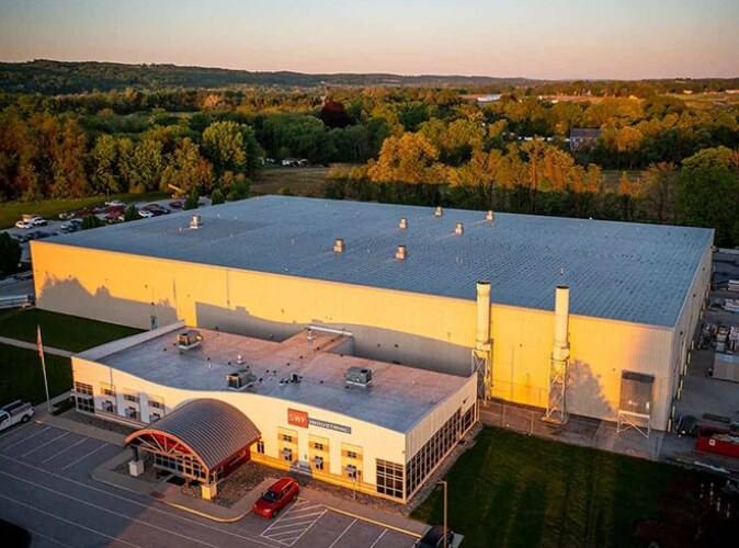 SWF Industrial building shown from an areal view, where stainless steel fabrication is fabricated in all it's versatile forms