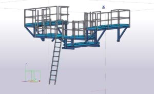 Stainless Steel Safety and Maintenance Platform schematic 3D rendering